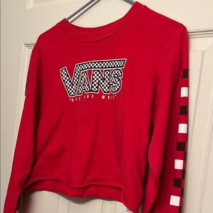 Vans Woman’s Cropped Checkered Red Long Sleeve Tee